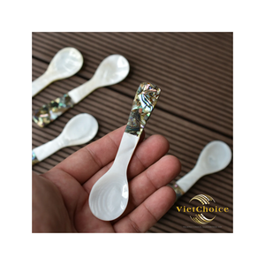 Ensemble de 5 cuillères en nacre naturelle, cuillères à café, à thé, à dessert, à caviar, vaisselle de cuisine, fabrication artisanale, VIETCHOICE - Product Image 2