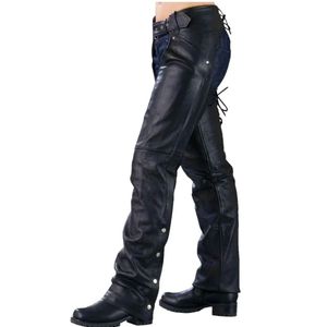 กางเกงหนังทรงบูทคัทพร้อมกระดุมด้านข้าง - Product Image 1