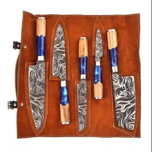 Juego de Cuchillos de Chef Profesionales de Acero Inoxidable de 5 Piezas, Hechos a Mano por Ahmad Fabric, Mango de Resina, Funda de Cuero, Diseño Moderno, Personalizable - Product Image 3