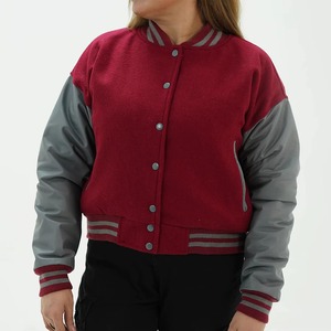 Chaqueta Universitaria de Moda para Mujer, Chaqueta de Cuero y Lana Personalizada, Fabricación al por Mayor, Servicio de Muestras OEM ODM - Product Image 4