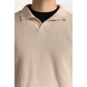 <b>Beige</b> Knitted Pullover Sweater Full Sleeve Solid Color Autumn Wear Regular Fit Single Button Closure - Product Image 6
