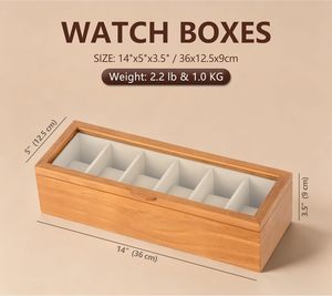 Home <b>Watch</b> Box for Men Women 6 Slot Wooden <b>Watch</b> Display <b>Case</b> with Glass Lid Vintage Style <b>Watch</b> Holder Organizer Valentine Gift - Product Image 4
