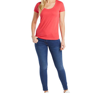 T-shirt pour femme à col rond respirant avec logo personnalisé imprimé, motif uni classique, manches courtes, blanc, 100% coton, automne, haute qualité - Product Image 2