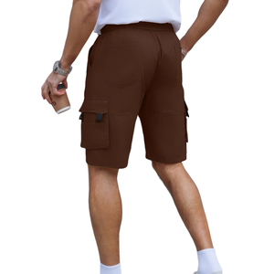 Shorts cargo en coton pour hommes, coupe décontractée, multi-poches, pour la randonnée, la pêche, respirant, couleur unie, design personnalisé - Product Image 2