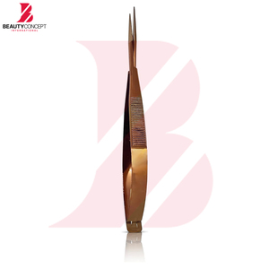 กรรไกรตัดคิ้วปลายโค้งสแตนเลสสีทอง ขนาด 4.7 นิ้ว 2 ชิ้น คุณภาพดี ขายดี พร้อมสปริง - Product Image 4