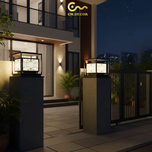 ไฟเสาประตู LED รุ่น E27 IP65 ลายคลื่นทันสมัย ตกแต่งบ้านพักตากอากาศกลางแจ้ง สีดำ เหล็กเคลือบสีฝุ่นคุณภาพสูง แสงวอร์มไลท์ - Product Image 4