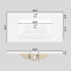 Lavabo da Bagno in Ceramica Bianca da 35,6 Pollici, Solo Materiale Ceramico Senza Mobile - Product Image 2