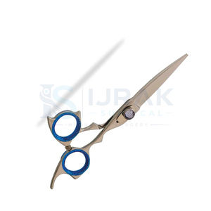 Professional <b>Hair</b> Scissors Stainless Steel Sharp Blade Long Handle Right Handed Plastic Blue <b>Grip</b> - Product Image 1
