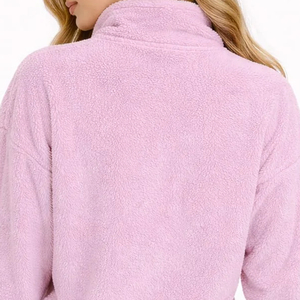 Chaqueta de lona con forro polar Sherpa para mujer, tendencia 2026, personalizada, con cremallera completa, cuello con capucha, transpirable, ecológica, de secado rápido, OEM - Product Image 4