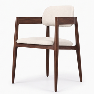 Silla de Comedor Escandinava de Madera de Teca con Cojín Tapizado en Tela, Sillón Moderno para Comedor, Muebles para el Hogar - Product Image 4