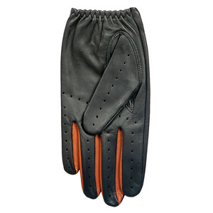 Guantes de Conducción de Cuero Perforado Negro con Detalles Marrones y Correa de Muñeca Ajustable, Diseño Unisex para Conducir y Uso en Exteriores - Product Image 3