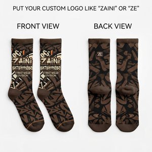 Premium Polyester Spandex <b>Compression</b> <b>Socks</b> 200 GSM Thick Eco-Friendly Brown Black Solid Crew Custom Digital Print Logo - Product Image 1
