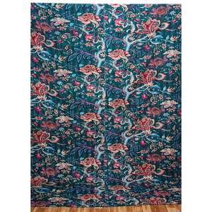 Colcha Kantha de Algodón 100% Orgánico, Hecha a Mano en Rajasthan, Estampada, Reversible, Vintage, Ecológica, para Todas las Estaciones, Tamaño Doble - Product Image 1