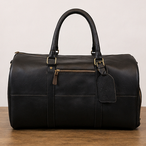 Premium Black & Brown Genuine <b>Leather</b> <b>Duffle</b> <b>Bag</b> for Men Large Capacity Eco-Friendly Water Resistant Travel Weekender <b>Bag</b> - Product Image 2