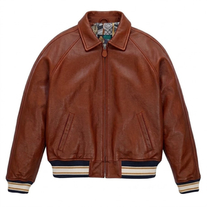 Wholesale Custom Leather Varsity <b>Jacket</b> <b>Men</b> Custom Bomber Style Full Zipper Baseball <b>Jacket</b> with Logo & Embroidery - Product Image 5