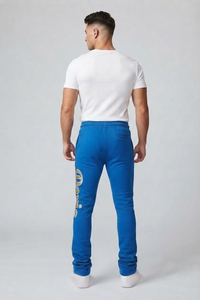 Pantalones de chándal para hombre con estampado apilado, casuales, holgados, de invierno, con cintura con cordón y pierna ancha - Product Image 2