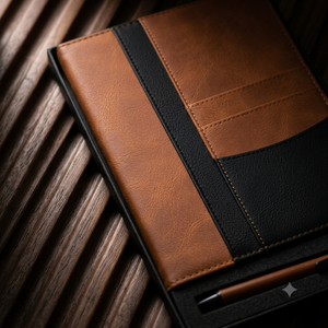 Carnet de notes A5 en cuir PU marron Aurelux, multicolore, de qualité supérieure, avec stylo, pour la planification au bureau, personnalisable avec logo, cadeau d'affaires exécutif, relié. - Product Image 2