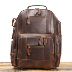Full Grain Leather Laptop <b>Backpack</b> Waterproof Anti-Theft Travel Bag Vintage <b>Brown</b> Leather Rucksack LBP-0440 - Product Image 6