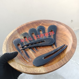 Buffalo Natural Black Horn Hair Pins Forks-Eco-Friendly DIY Modern Handmade Antique Imitation Folk Art Securing Buns Chignons - Product Image 2