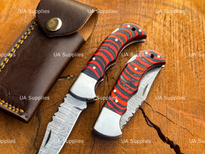 Damascus Steel Handmade Forged Clip Point Slide Open Folder <b>Knife</b> 0.5mm Thickness Colorful Micarta <b>Handle</b> Custom Logo OEM - Product Image 2