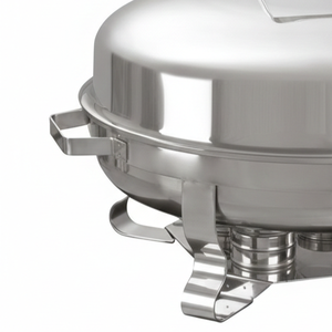 Plat de service moderne en acier inoxydable avec cadre en bois, chauffe-plat de luxe pour buffet, idéal pour mariages, hôtels, restaurants, traiteurs, écologique - Product Image 2