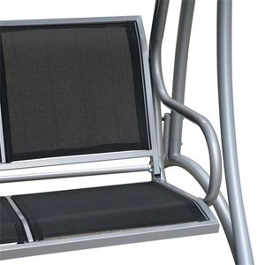 Dondolo da Esterno a 3 Posti con Tettuccio Regolabile, Struttura in Acciaio Resistente, Panchina da Giardino per Portico - Product Image 3