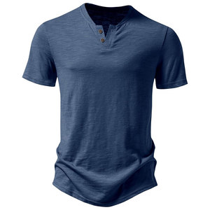 T-shirt Henley personnalisé pour homme, manches courtes, coton respirant, fabrication sous marque privée, faible MOQ, livraison directe d'usine dans le monde entier - Product Image 5