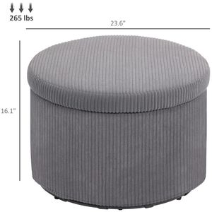 Round Storage Footstool <b>Ottoman</b> in Gray Convenient <b>Stools</b> & <b>Ottomans</b> - Product Image 6