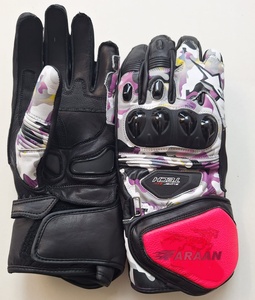 Gants de moto unisexes en cuir rose camouflage avec protection des articulations, gants de protection intégrale pour la conduite sportive, OEM - Product Image 5