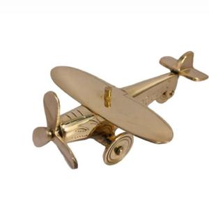 Vintage Brass Art Deco Airplane Model-Waterproof & Lightweight Tabletop Decoration for Home Office <b>Desk</b> Diwali Birthday - Product Image 4