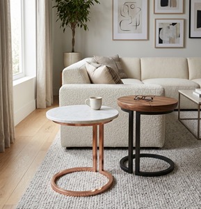 Modern Round Side <b>Table</b> Wooden Top Metal Frame Minimalist End <b>Table</b> Contemporary <b>Sofa</b> Corner Coffee Accent <b>Table</b> - Product Image 3