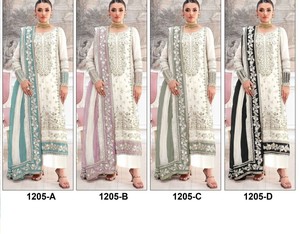 Ensemble de tenue brodée pour femme, séchage rapide, blanc et turquoise, avec dupatta, longueur cheville, style traditionnel indien et pakistanais, pour mariage - Product Image 2