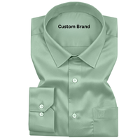 Kemeja Pria Kasual Bergaris Kerah Tegak Kancing Depan Lengan Panjang Katun/Poliester Twill Cetak Digital Anti Kusut Custom Musim Semi