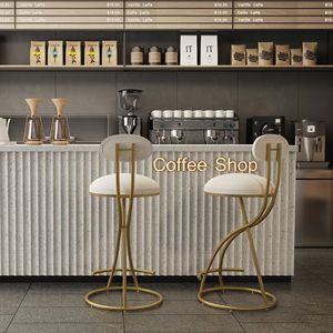 Set di 2 Sgabelli da Bar Rotondi in Velluto Dorato Senza Braccioli, Sedie Imbottite per Sala da Pranzo e Isola Cucina - Product Image 3