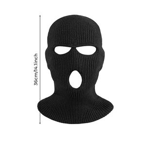 Pasamontañas Unisex de Punto Transpirable e Impermeable de Poliéster/Algodón Ajustable con 3 Orificios, Máscara de Esquí, Cubre Rostro Completo, Gorro Tipo Bandit - Product Image 2