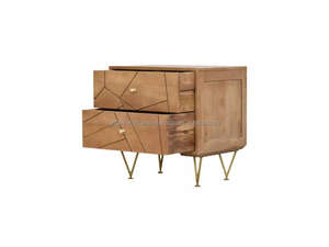 Cómoda de Madera Maciza Tallada a Mano de Diseño Moderno Más Vendida, con 2 Cajones de Almacenamiento para Sala de Estar y Almacén - Product Image 4