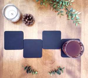 Rustic Leather Coasters Set Handmade Durable Drink Coaster Heat Resistant Table Protection Coffee Use GLC-0054 - Product Image 3