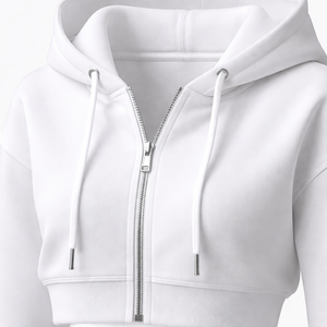 Bulk Custom Cropped Hoodie with <b>Zip</b> - Premium Quality Women's Sweatshirt for Wholesale Supply - Product Image 4