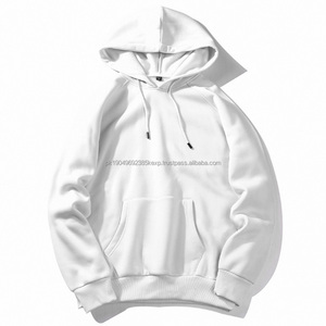 Custom logo 280gsm high quality plain <b>white</b> pullover sweatshirts <b>oversized</b> drop shoulder blank fleece <b>hoodies</b> for men - Product Image 1