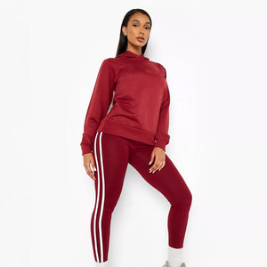 Combinaison de sport pour femme à capuche, color block, manches longues, coupe ample, avec bande latérale, respirante, tricotée, ensemble une pièce à la cheville - Product Image 6