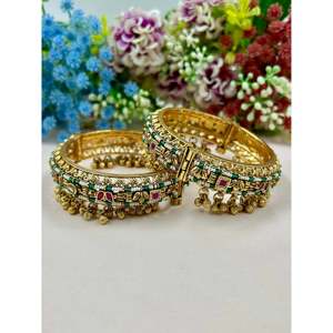 Fashion Beaded Bracelets-Nisha Premium Chorski Bangles Openable Indian Ethnic Artificial Jewellery - Product Image 4