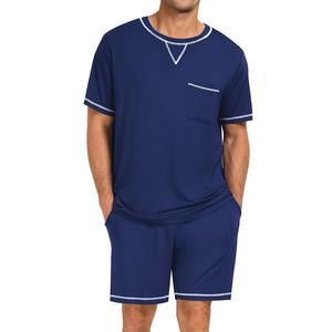 Conjunto de camiseta y pantalones cortos casuales para hombre, ropa de estar de verano, conjunto de dos piezas, ropa transpirable para el hogar, ropa de dormir, logotipo personalizado OEM - Product Image 2