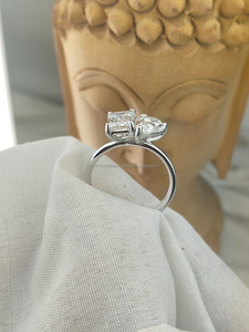 Emerald & Pear Cut Diamond Toi Et Moi <b>Ring</b> in White Gold Luxury <b>Two</b> <b>Stone</b> Engagement <b>Ring</b> Elegant Bridal Wedding Anniversary - Product Image 3