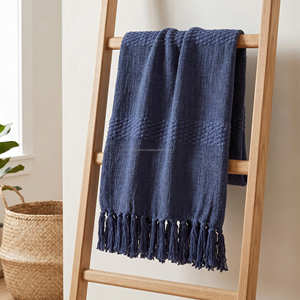 Mustard Yellow Handloom Cotton Throw <b>Blanket</b> with Fringe Detail for Boho Living Room Bedroom and <b>Warm</b> Home Furnishing - Product Image 4