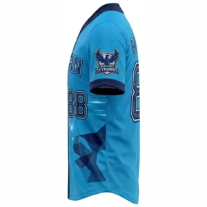 Maillot de baseball personnalisé pour homme, manches courtes, col en V, boutons sur le devant, impression sublimée, motif géométrique, évacuation de l'humidité, coupe classique - Product Image 4