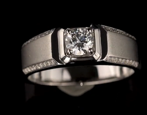 Anillo de Compromiso de Moissanita para Hombre, Corte Brillante Redondo, Engaste de Garras, Joyería para Aniversario de Bodas - Product Image 1