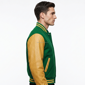 Chaqueta Varsity Personalizada Verde Lorito de Lana Teñida para Invierno, Bordado Profesional, Cortavientos Transpirable para Universidad - Product Image 2