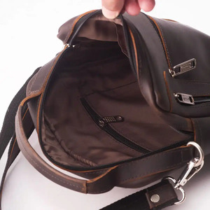 Men’s Brown Genuine Leather Crossbody Bag With Zipper Closure Shoulder Strap Classic Stylish Design - Bags Brown Leather - Product Image 4