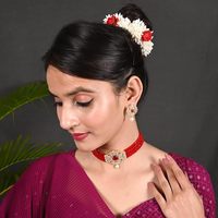 Ensemble collier et boucles d'oreilles en alliage de laiton plaqué or 14 carats avec zircon et perles, bijoux ethniques de mariage pour femmes, design floral