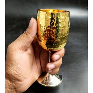 Handmade Brass <b>Wine</b> <b>Goblet</b> Round Embossed Luxury Design For Party Use - Product Image 3